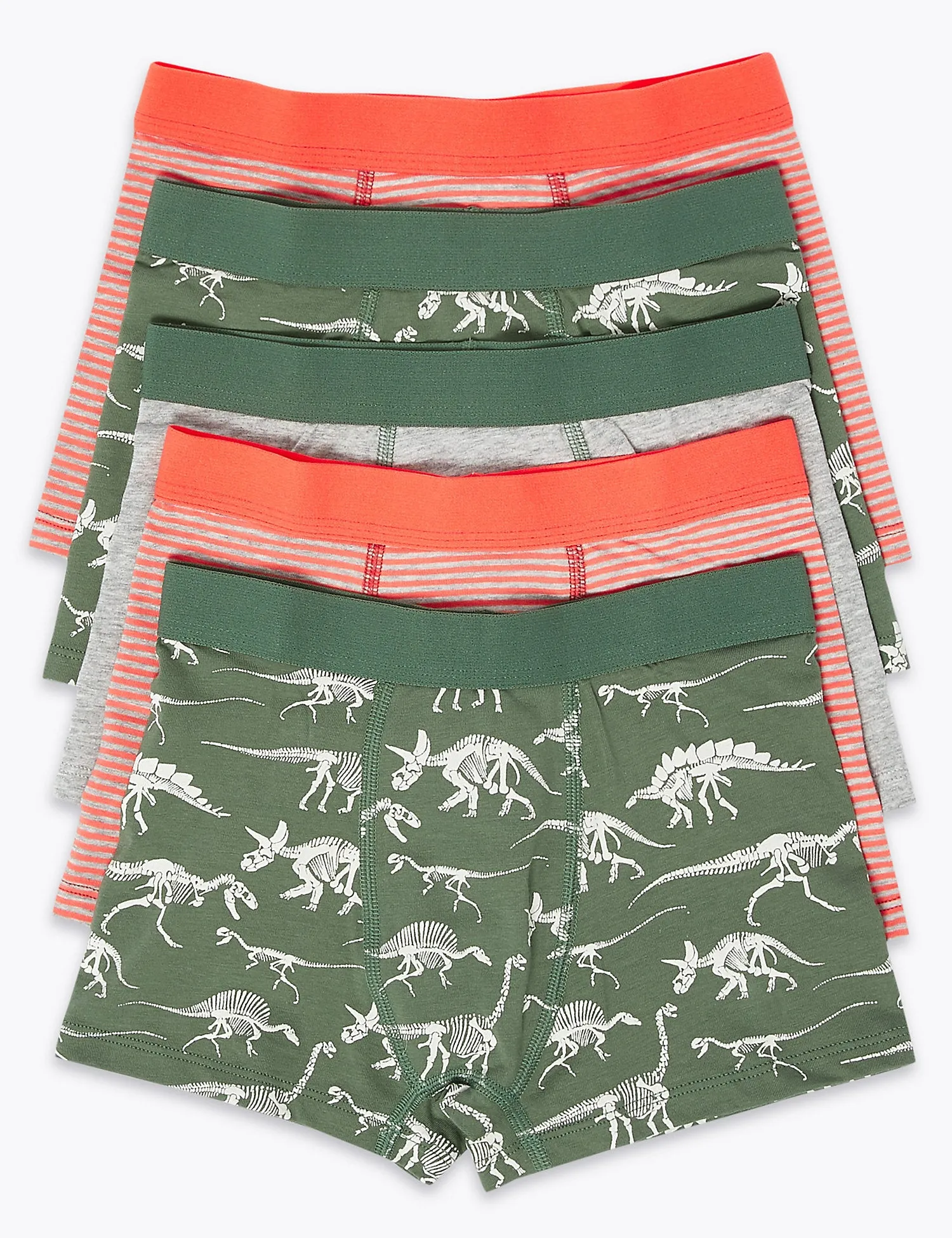 5 Pack Cotton with Stretch Dinosaur Trunks