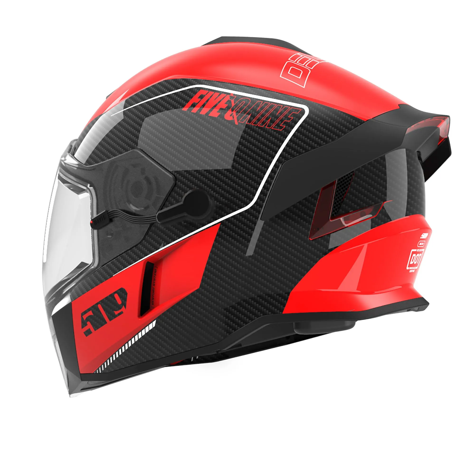 509  Delta V Carbon Ignite Snowmobile Helmet Heated Visor Vented Racing Red FMVSS 218