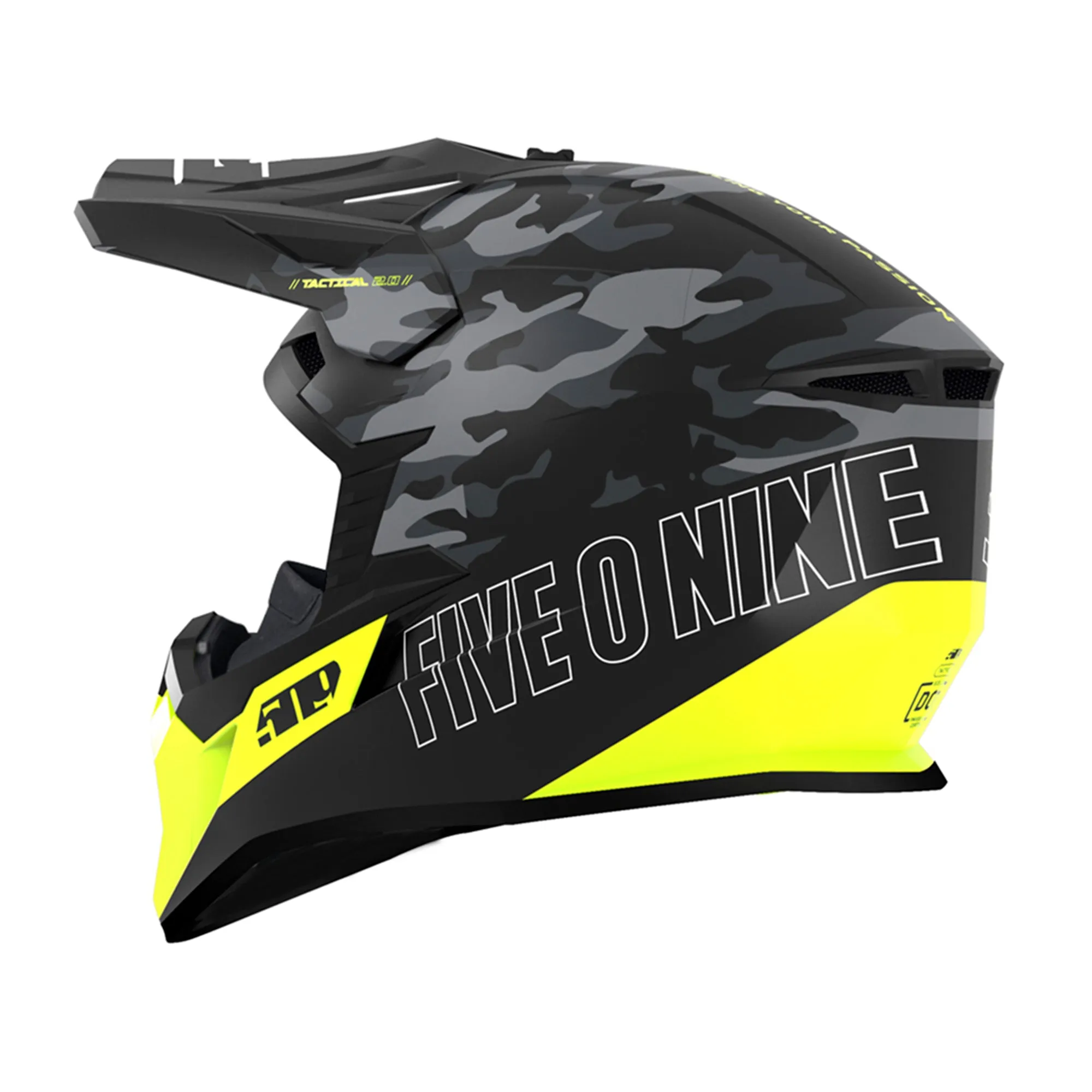 509  Youth Tactical 2.0 Snowmobile Helmet DOT ECE Injection Molded Black Camo