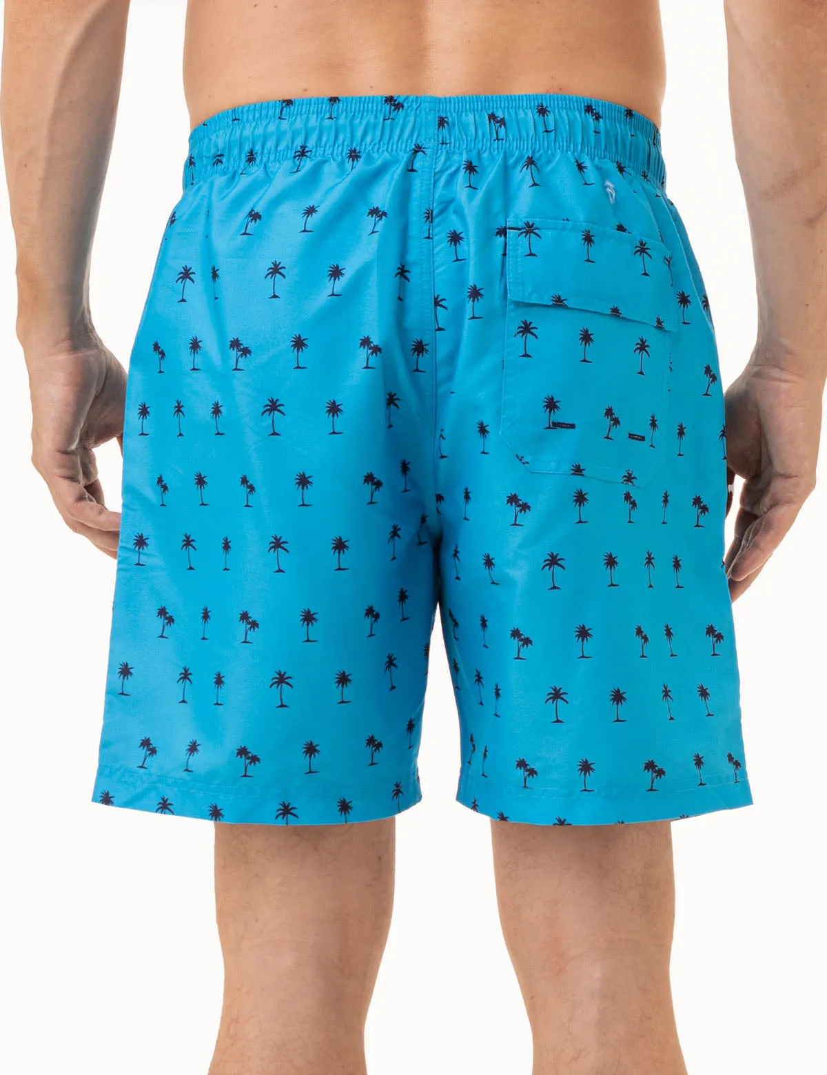 7 PALM TREE PRINT SWIM TRUNKS