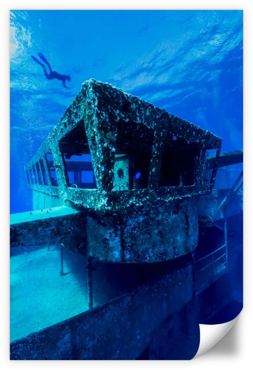 A Freediver Descends To The USS Kittiwake Wall Art