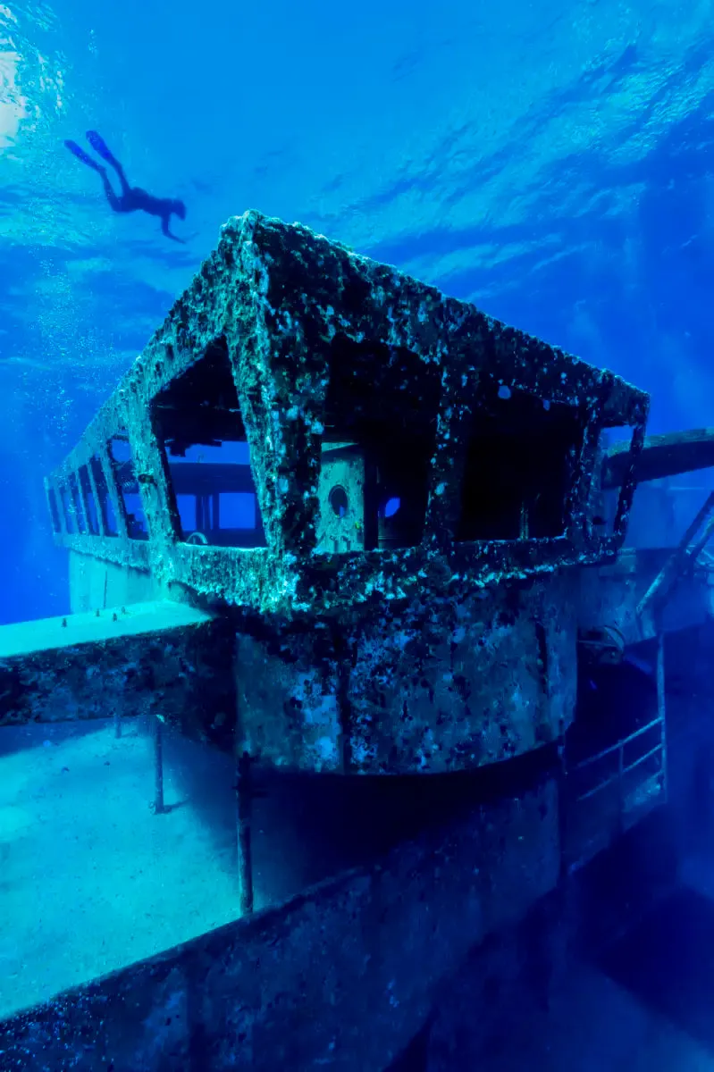 A Freediver Descends To The USS Kittiwake Wall Art