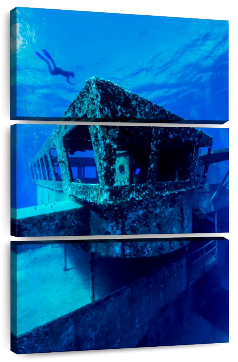 A Freediver Descends To The USS Kittiwake Wall Art