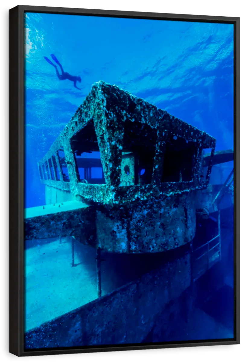 A Freediver Descends To The USS Kittiwake Wall Art