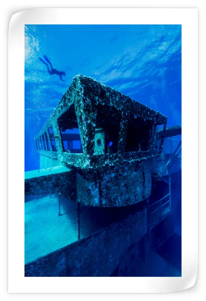 A Freediver Descends To The USS Kittiwake Wall Art
