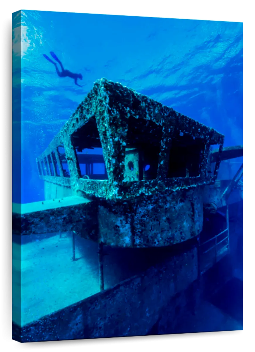 A Freediver Descends To The USS Kittiwake Wall Art