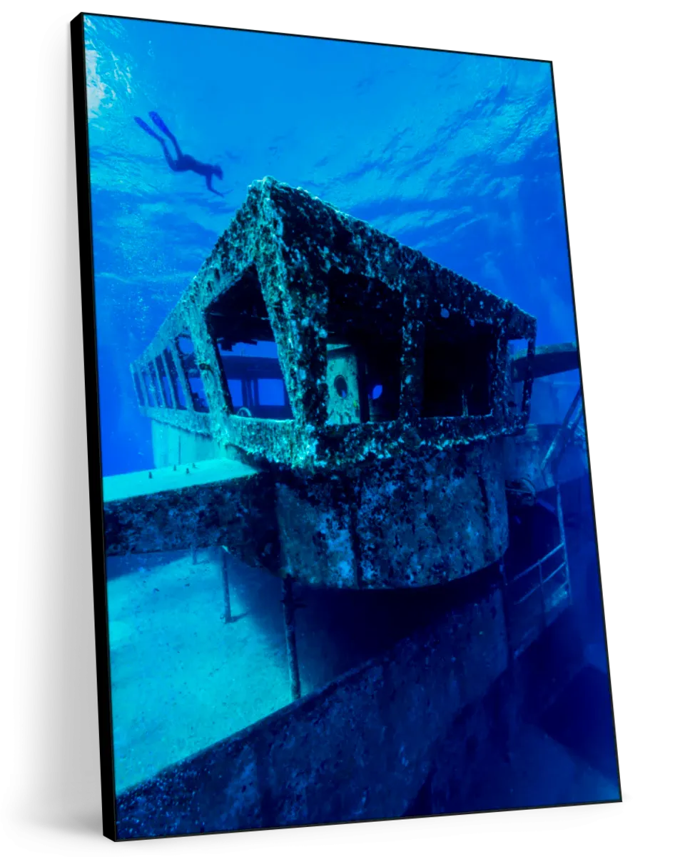 A Freediver Descends To The USS Kittiwake Wall Art