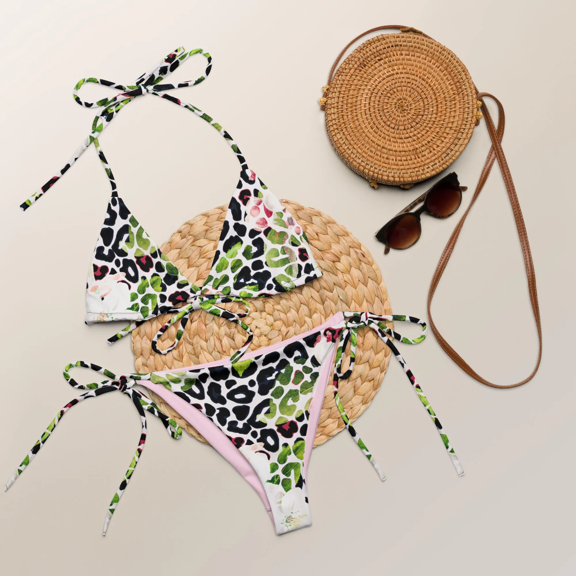 All-over print recycled string bikini