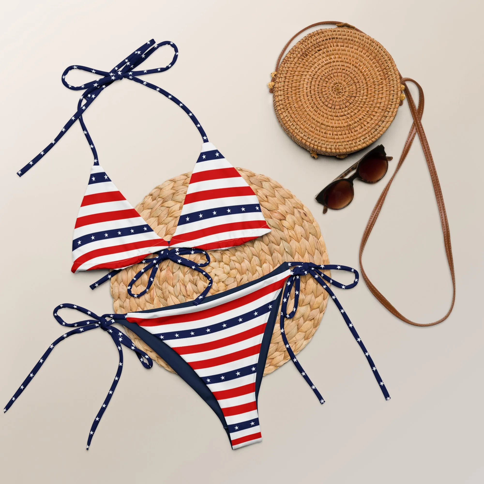 All-over print recycled string bikini