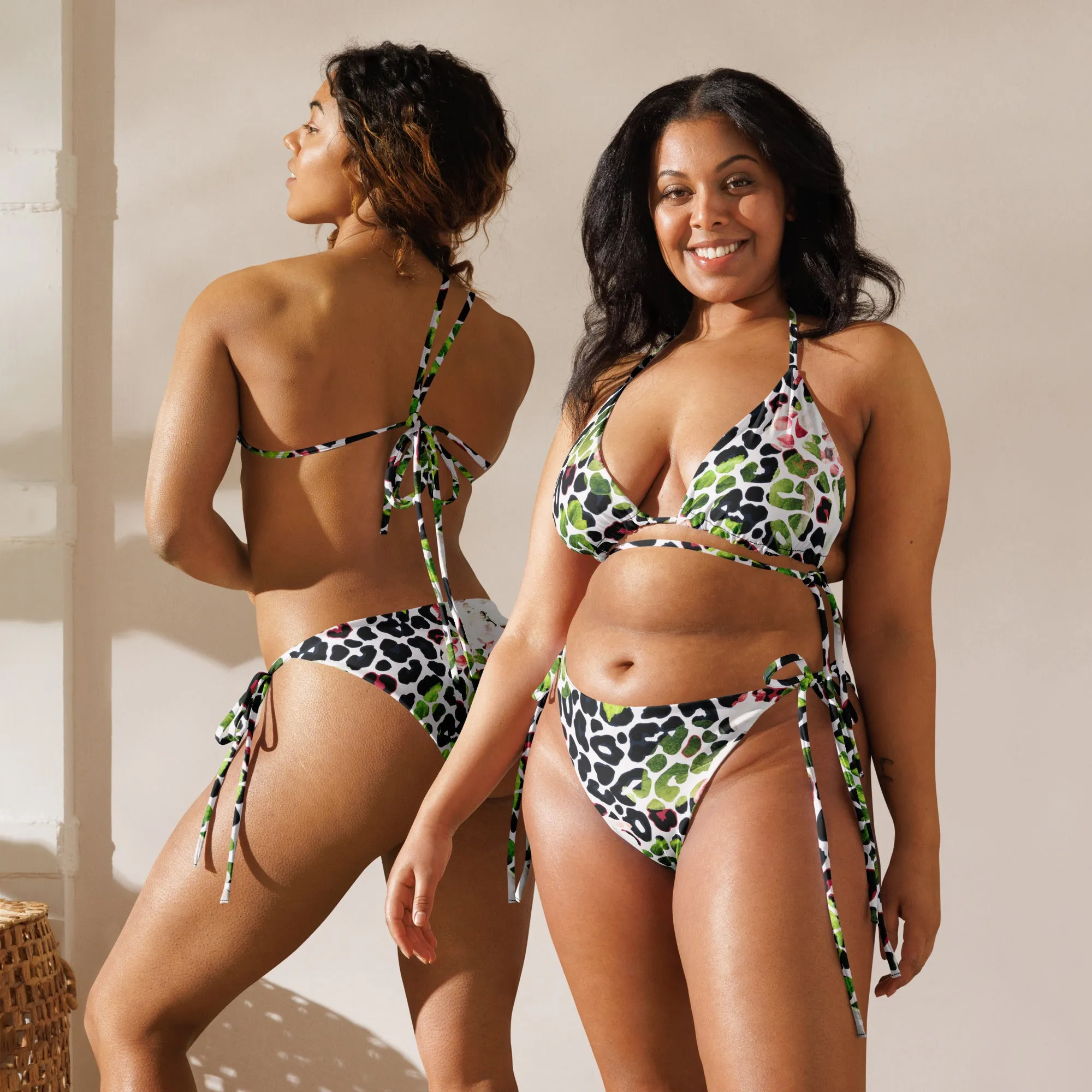All-over print recycled string bikini
