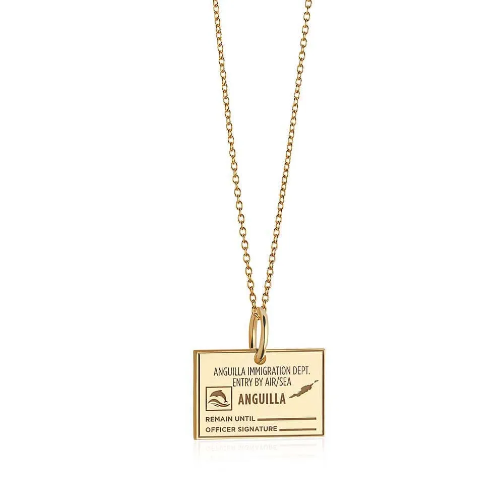 Anguilla Passport Stamp Charm Charm Solid Gold