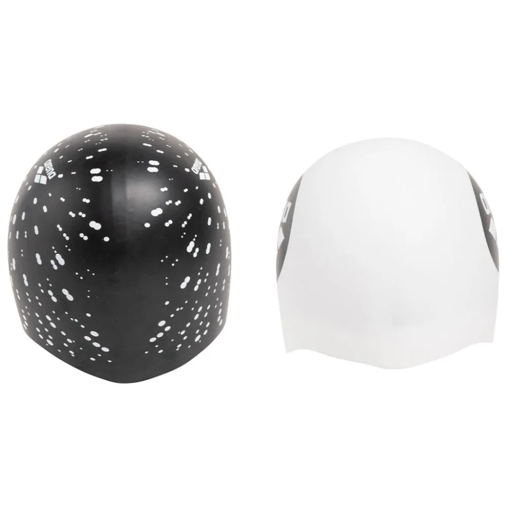 ARENA Adult Reversible Swimming Cap (Black/White Dots)