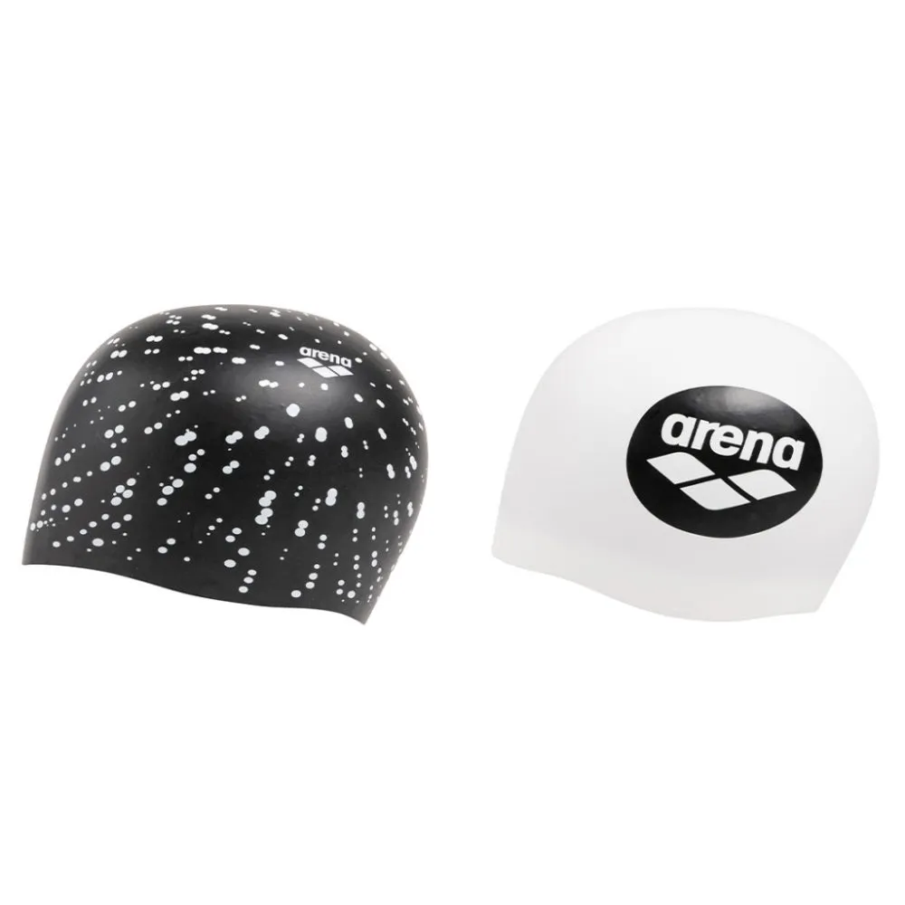 ARENA Adult Reversible Swimming Cap (Black/White Dots)