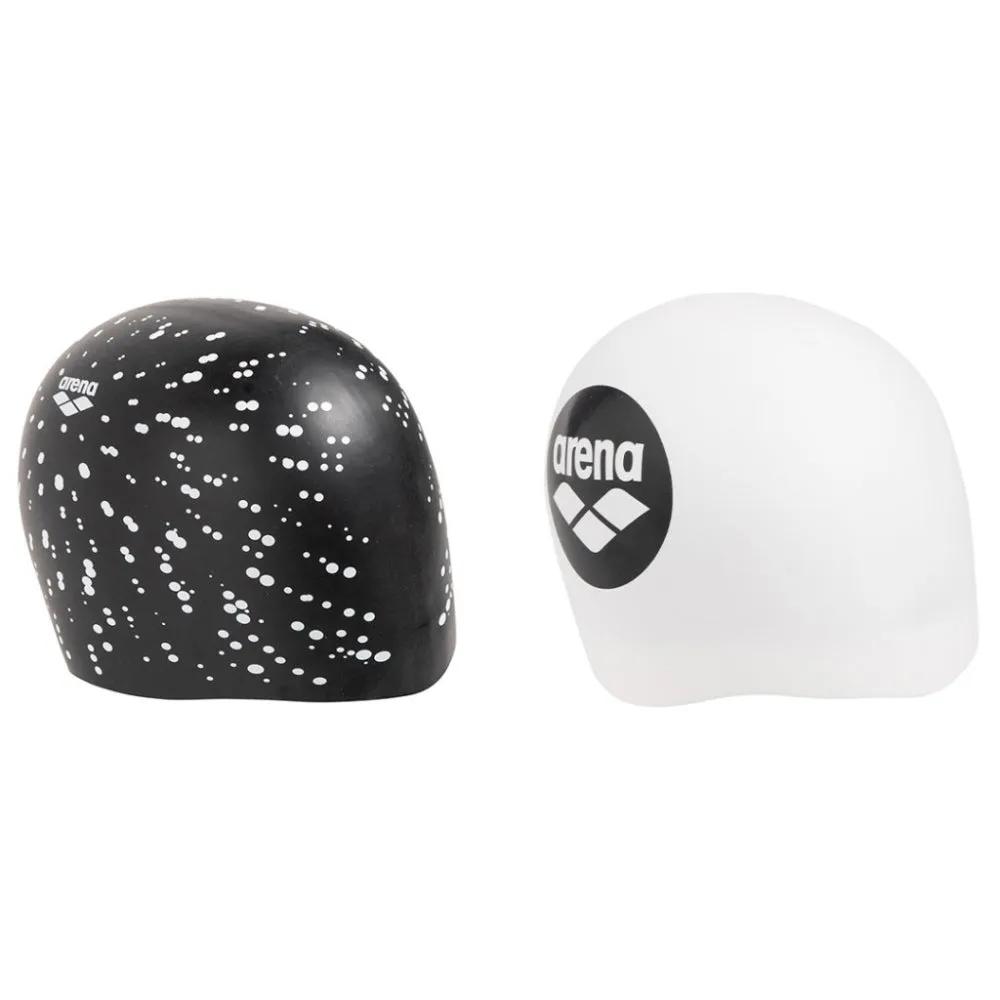 ARENA Adult Reversible Swimming Cap (Black/White Dots)