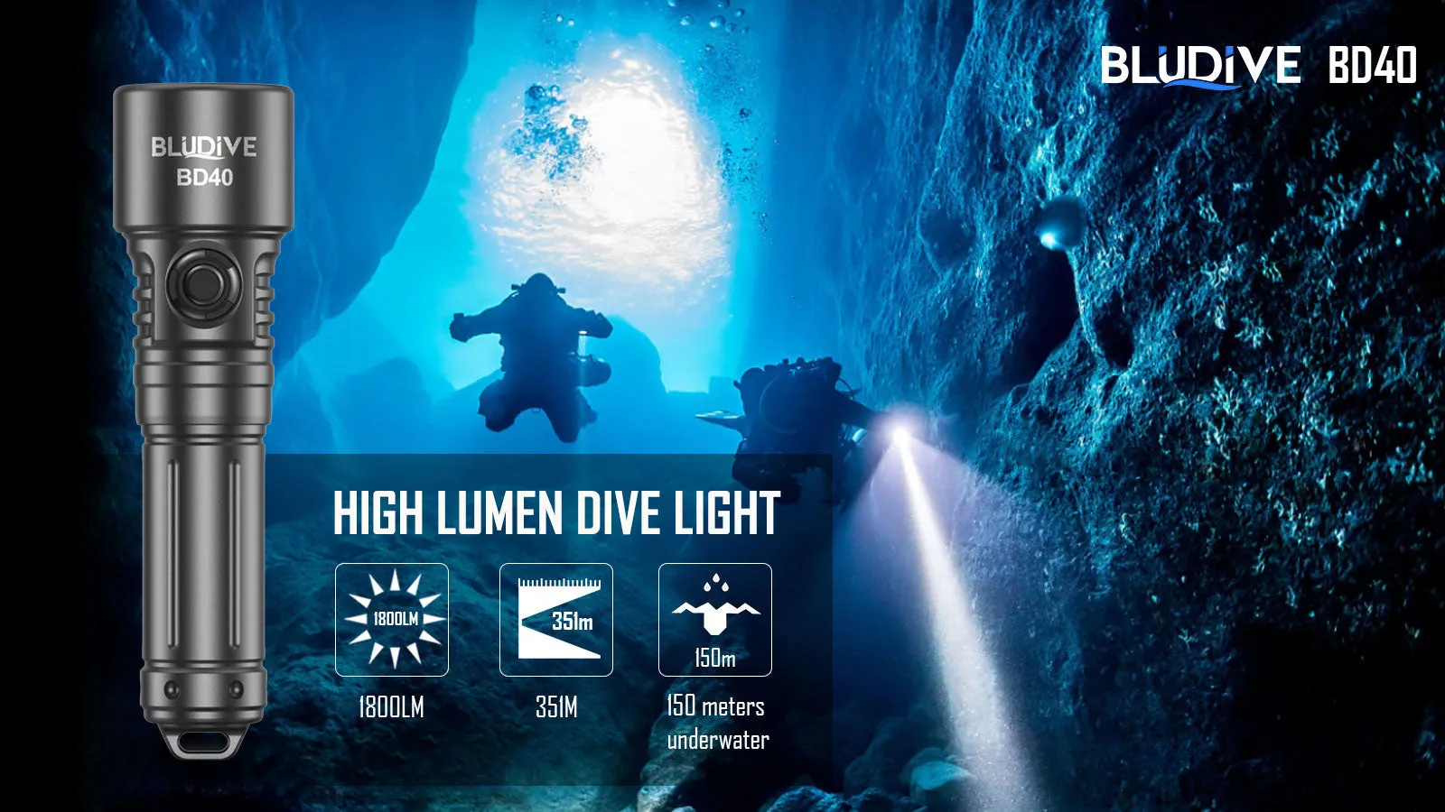 BD40 - 1800 lumens (150m Dive Torch)