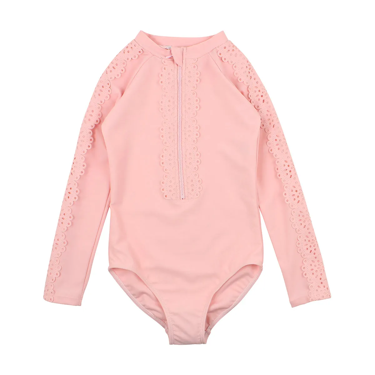 Bebe Ruby L/S Lace Swimsuit in Pink Angel (Size 3-10)