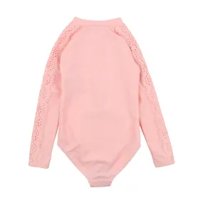 Bebe Ruby L/S Lace Swimsuit in Pink Angel (Size 3-10)