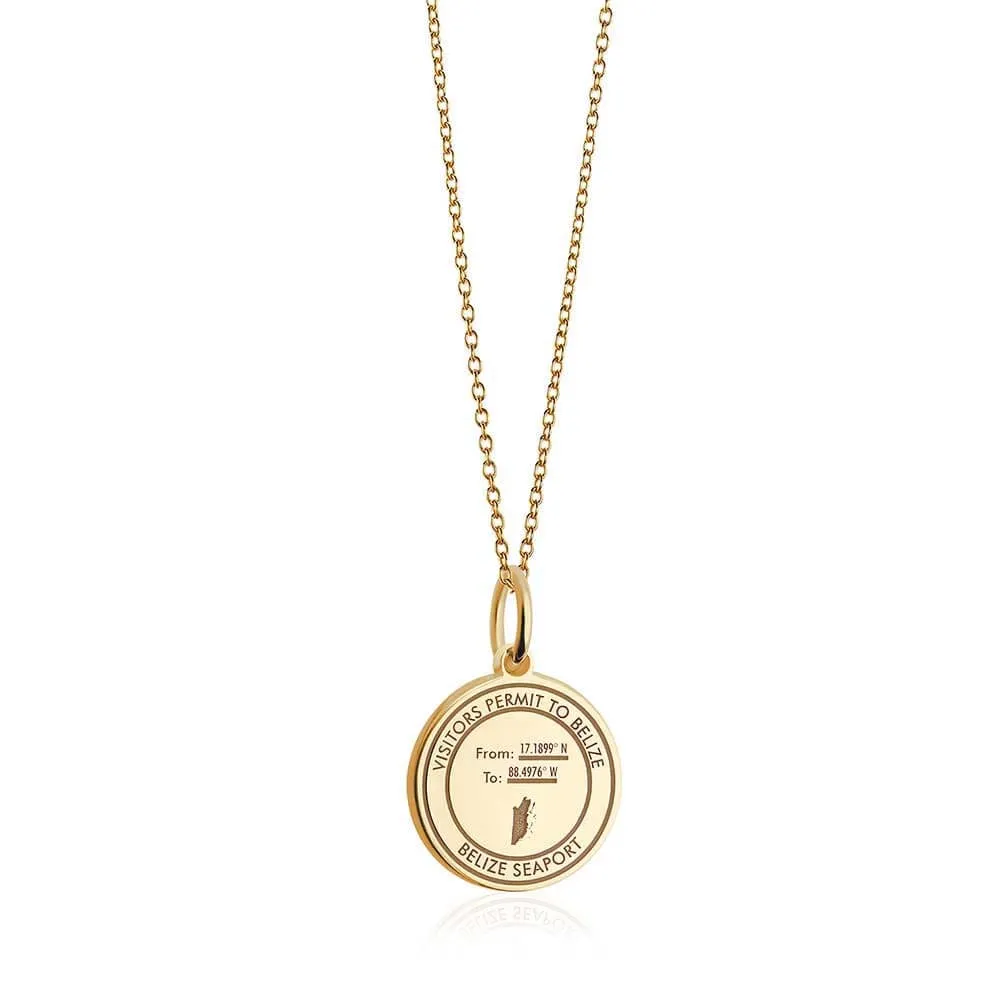 Belize Passport Stamp Charm Solid Gold