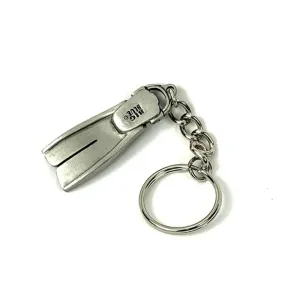 Big Blue Scuba/Snorkel Diver Fin Pewter Key Chain Realistic Scuba Gear
