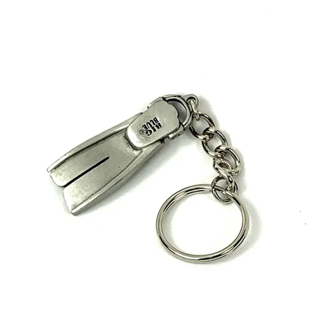 Big Blue Scuba/Snorkel Diver Fin Pewter Key Chain Realistic Scuba Gear