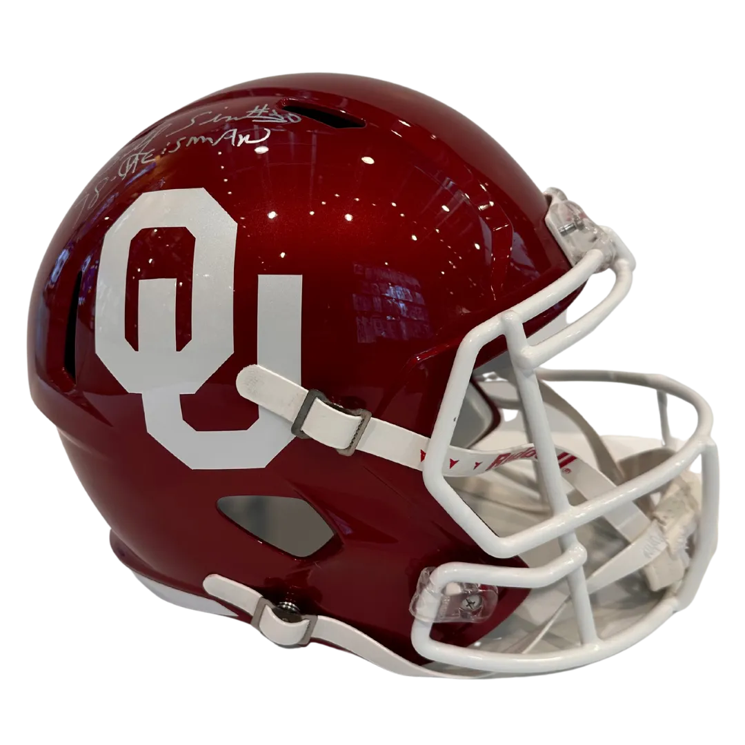 Billy Sims Oklahoma Sooners Autographed Full Size Speed Replica Helmet w/ Inscription - JSA COA