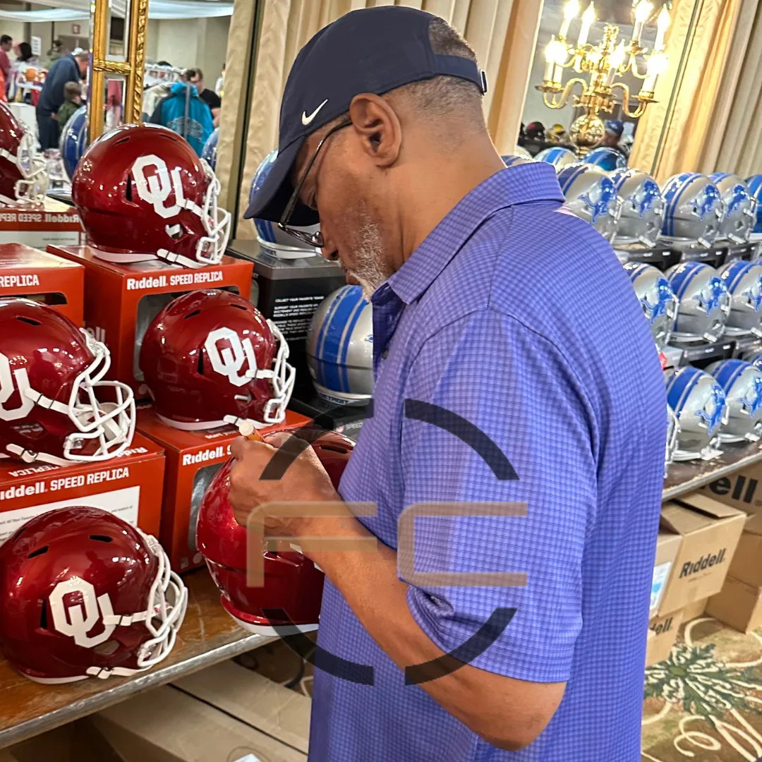 Billy Sims Oklahoma Sooners Autographed Full Size Speed Replica Helmet w/ Inscription - JSA COA