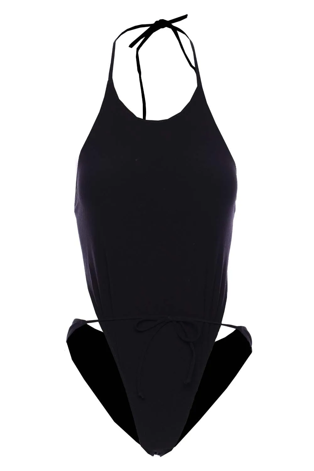 Black Crepe Wrap One Piece Swimsuit