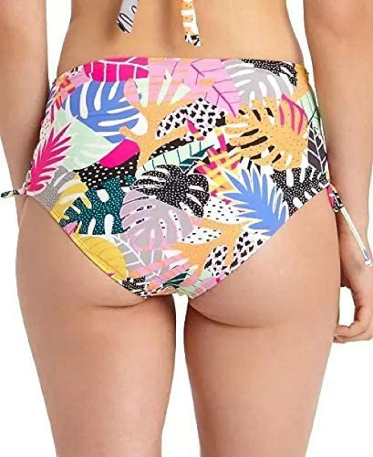 California Waves Juniors' Tropic Lace-Up High-Waist Bikini Bottoms, M