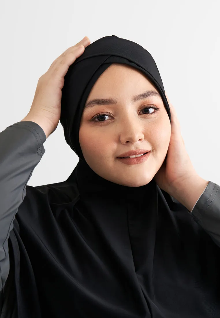 Charlene Modest Long Swimcap - Black