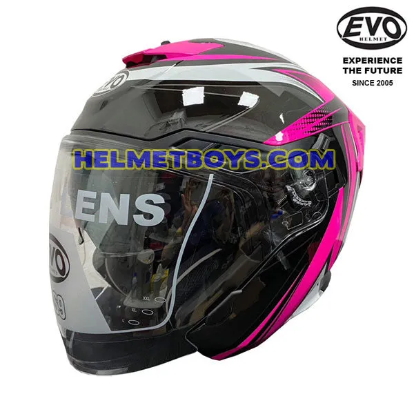 EVO RS9 Motorcycle Sunvisor Helmet FUSCHIA CURVE