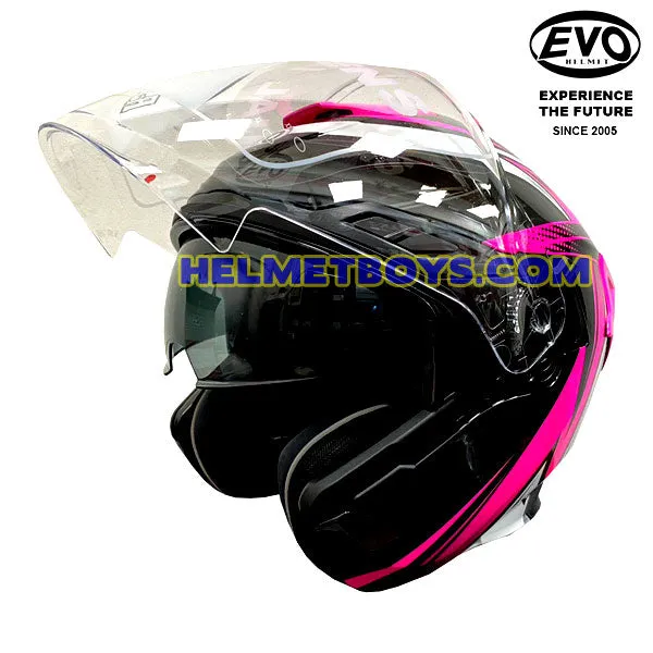 EVO RS9 Motorcycle Sunvisor Helmet FUSCHIA CURVE
