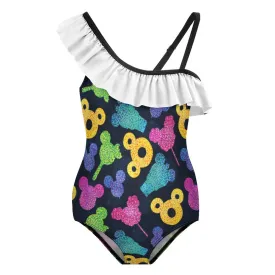 Glitter Park Snacks Girls Flounce One-Piece Swimsuit