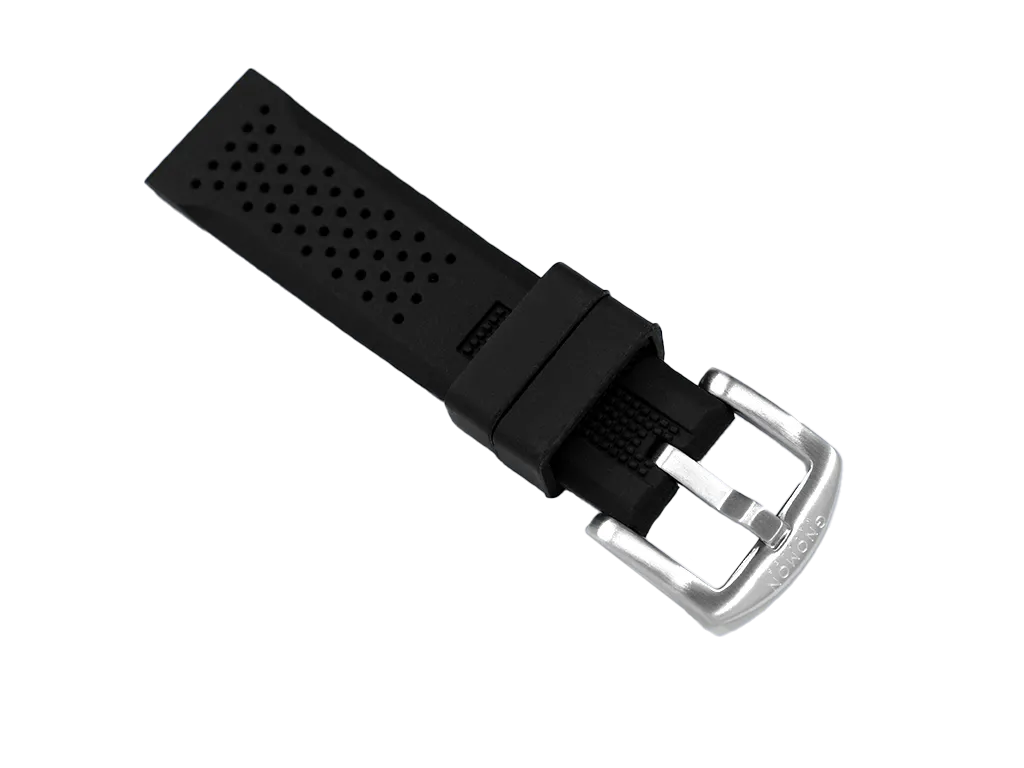 Gnomon Perforated Rubber Strap Black