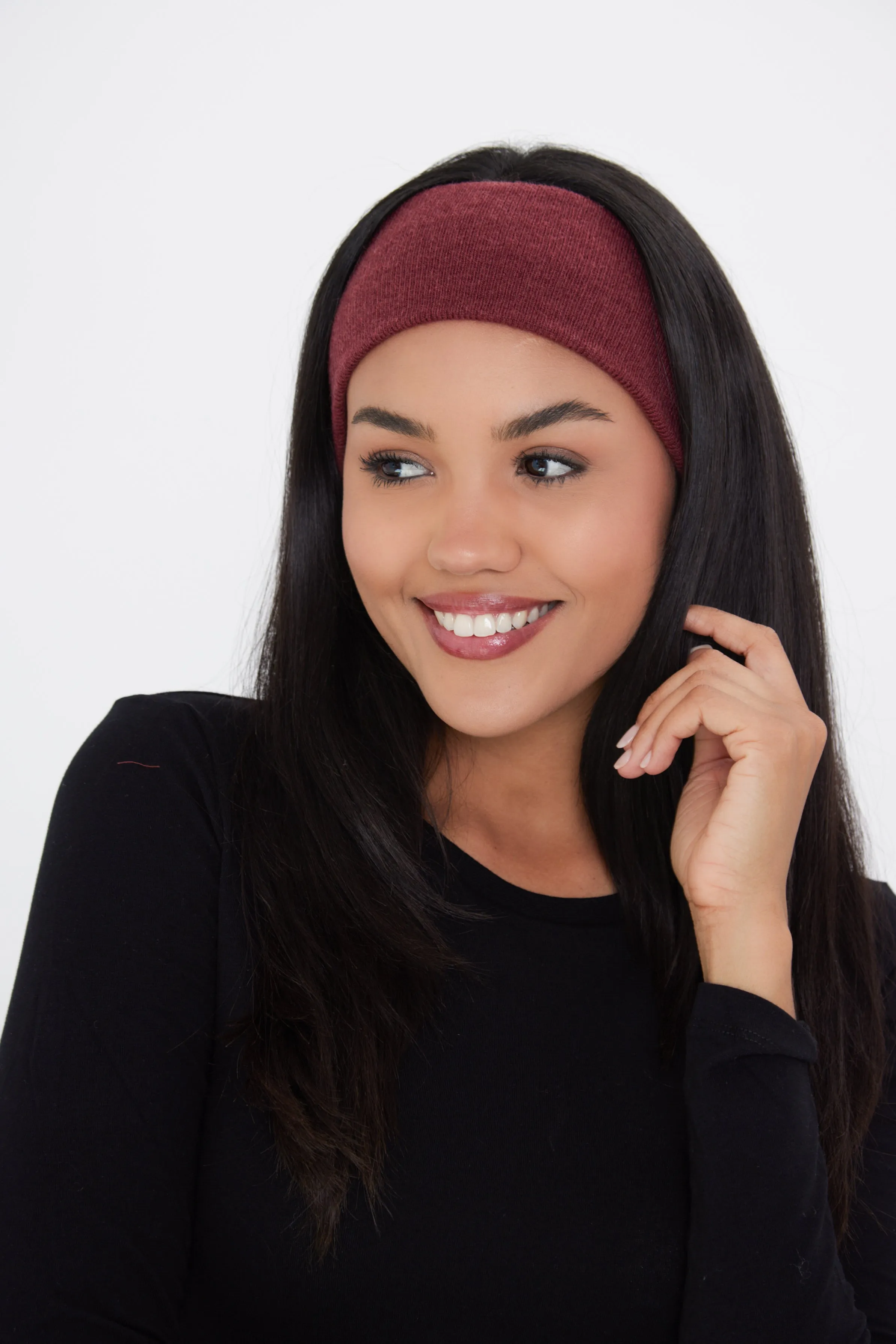 Knitted Headband in Burgundy Red