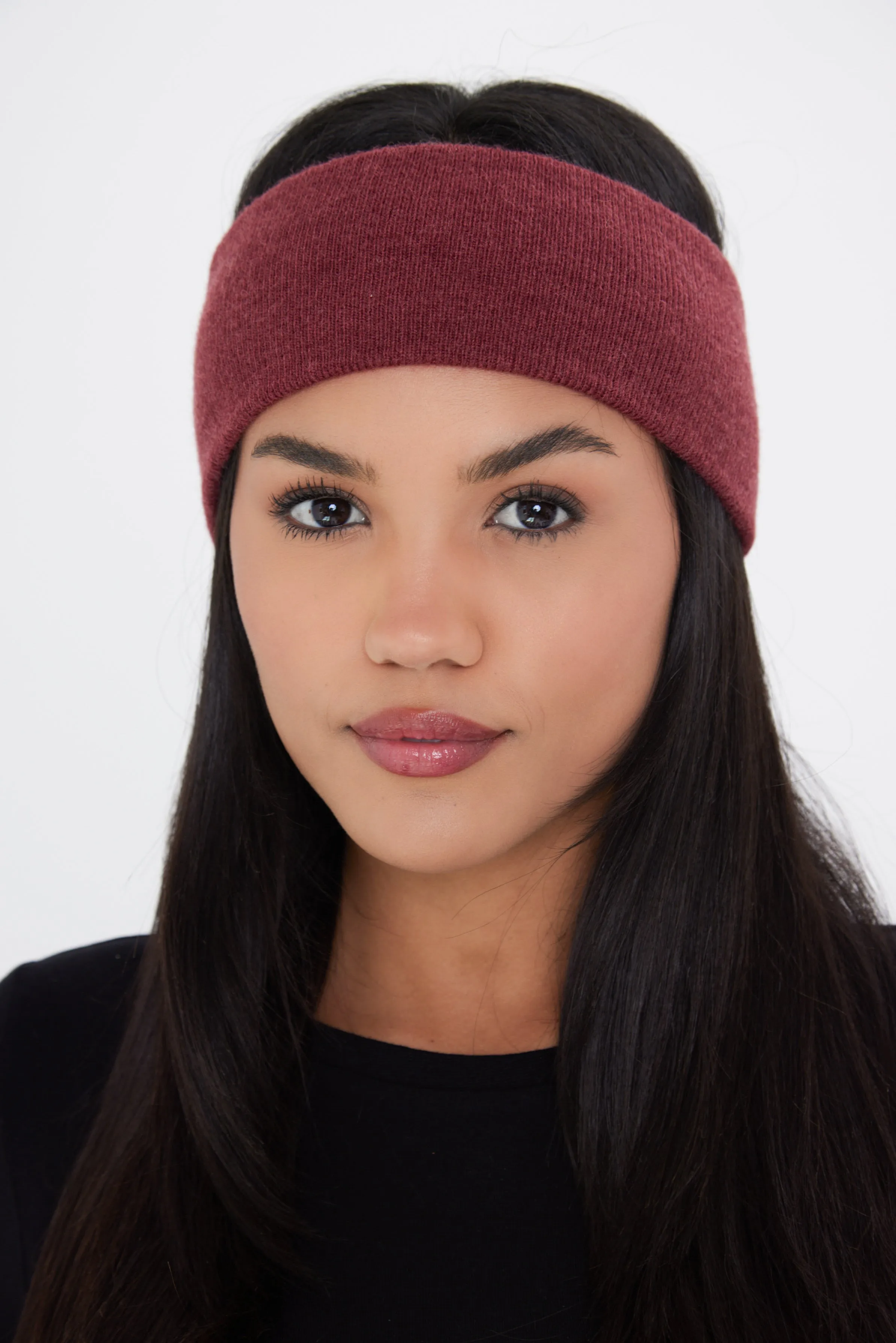 Knitted Headband in Burgundy Red
