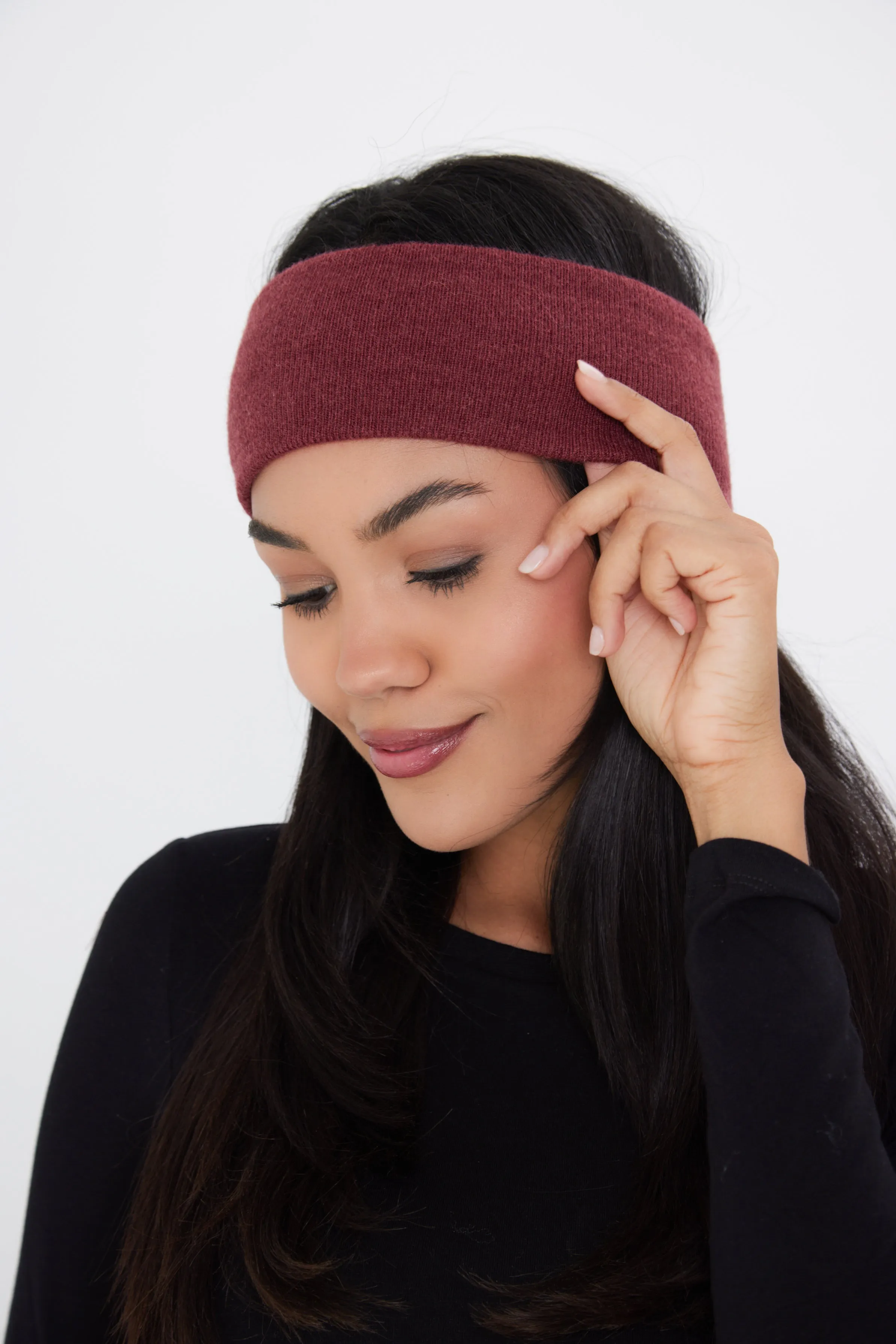 Knitted Headband in Burgundy Red