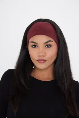 Knitted Headband in Burgundy Red