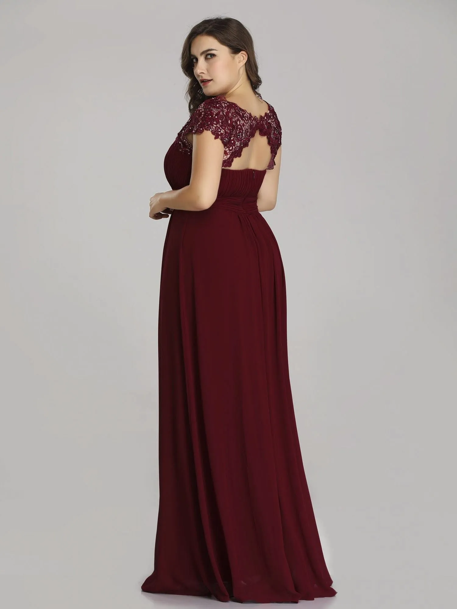 Lace Cap Sleeve Chiffon Gown  Size 20 Style 93099