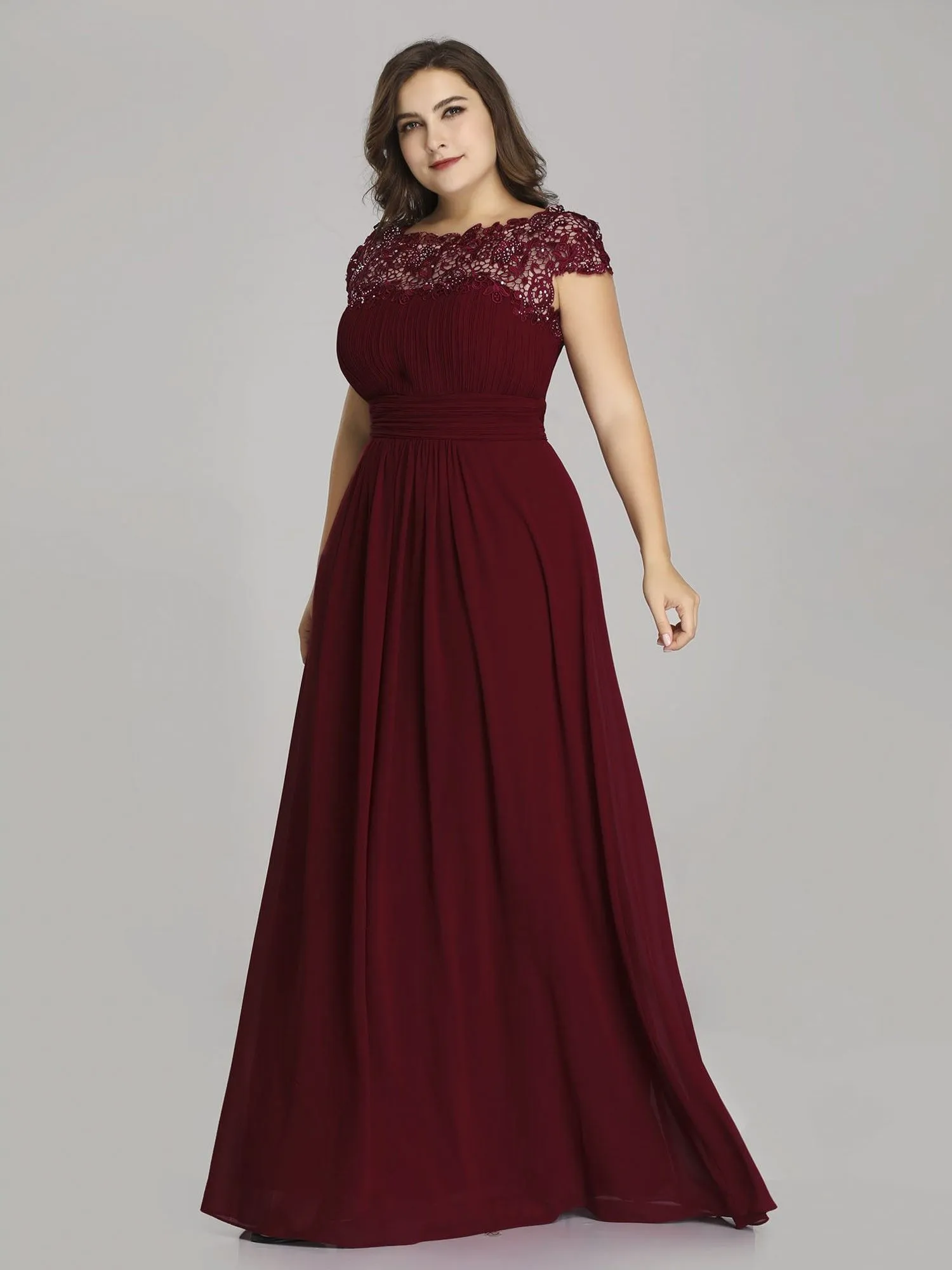 Lace Cap Sleeve Chiffon Gown  Size 20 Style 93099