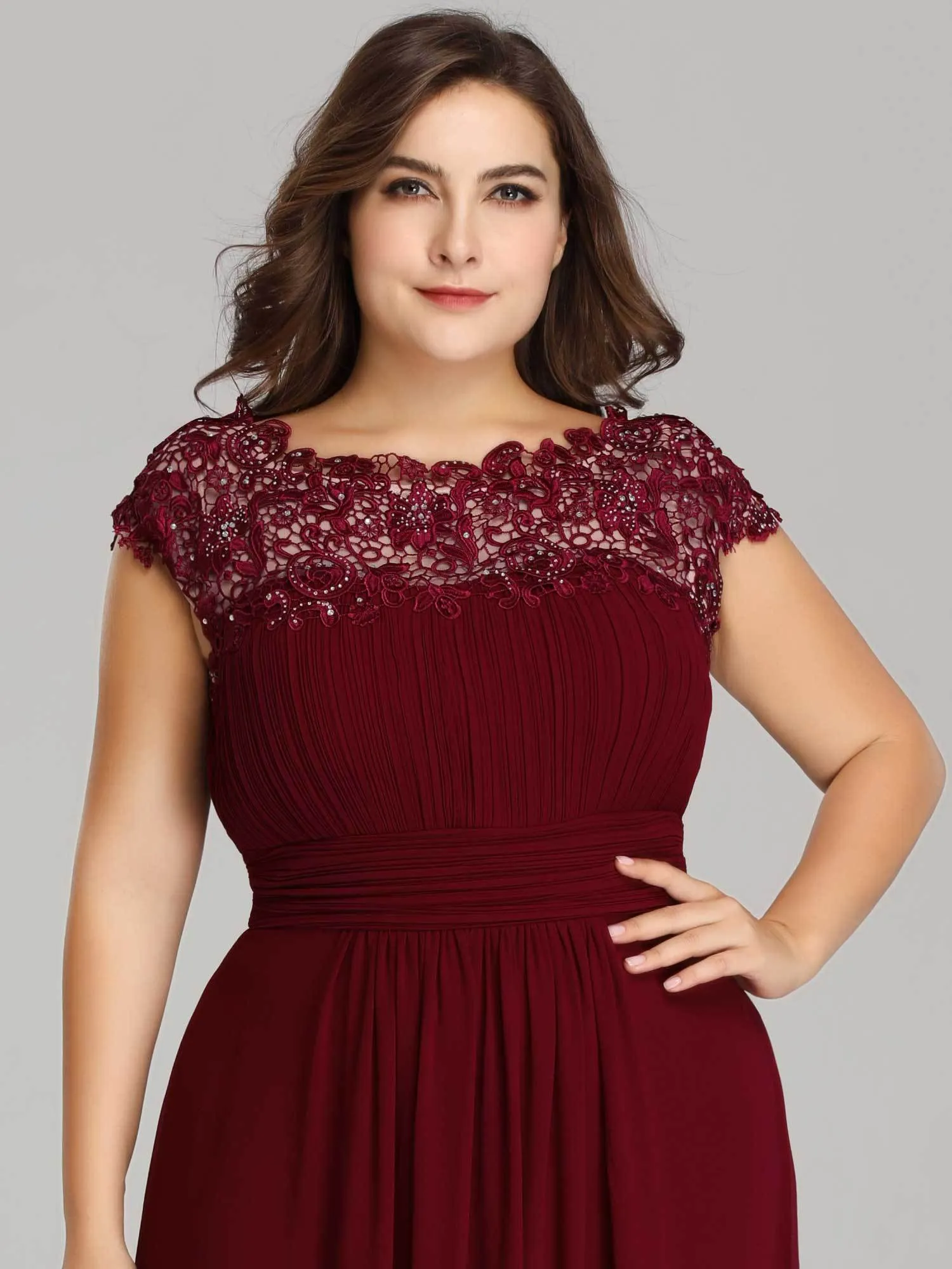 Lace Cap Sleeve Chiffon Gown  Size 20 Style 93099