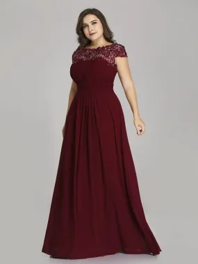 Lace Cap Sleeve Chiffon Gown  Size 20 Style 93099