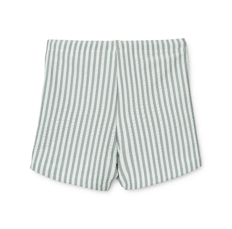 Liewood Otto Seersucker Swimming Trunks - Sea Blue / White