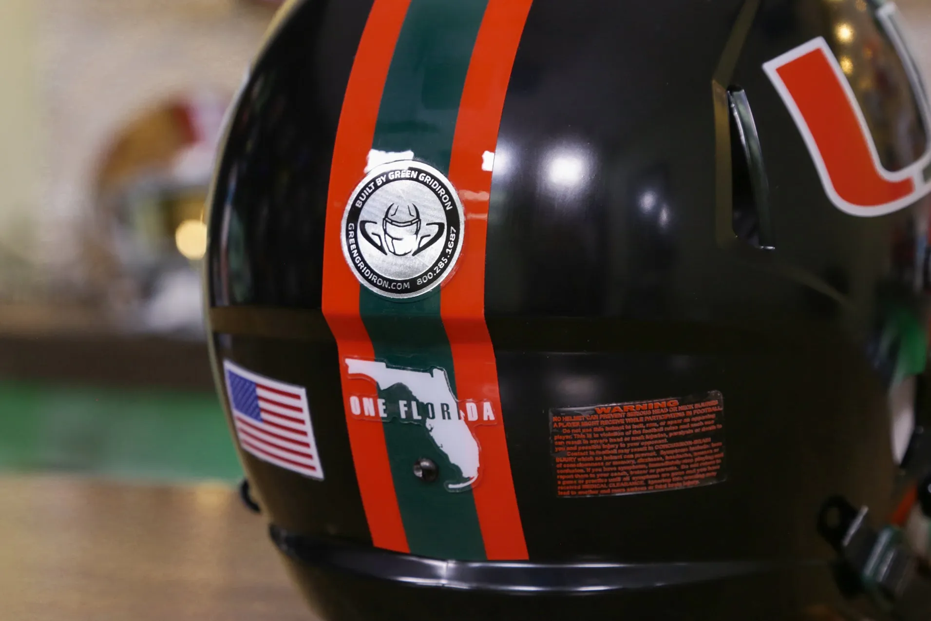 Miami Hurricanes Riddell Speed Replica Helmet - GG Edition 00381