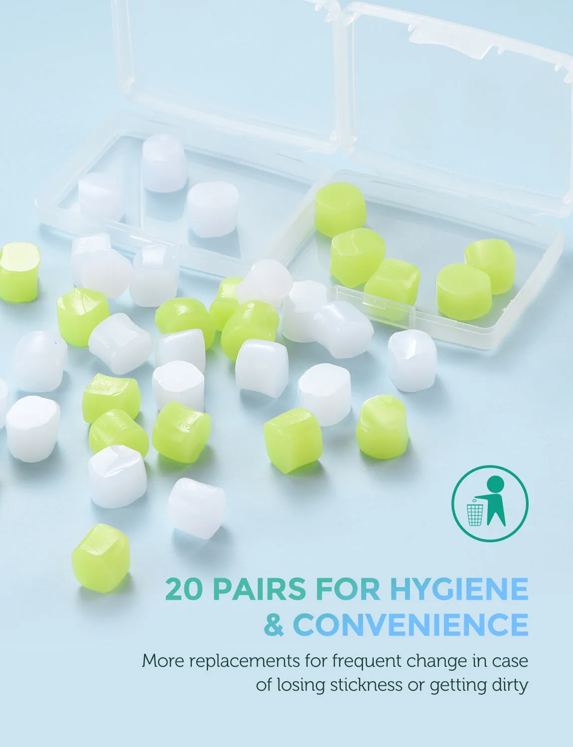 MPOW HP112A Swimming Earplugs 20 Pairs for Kids, Includes 2 Portable Case