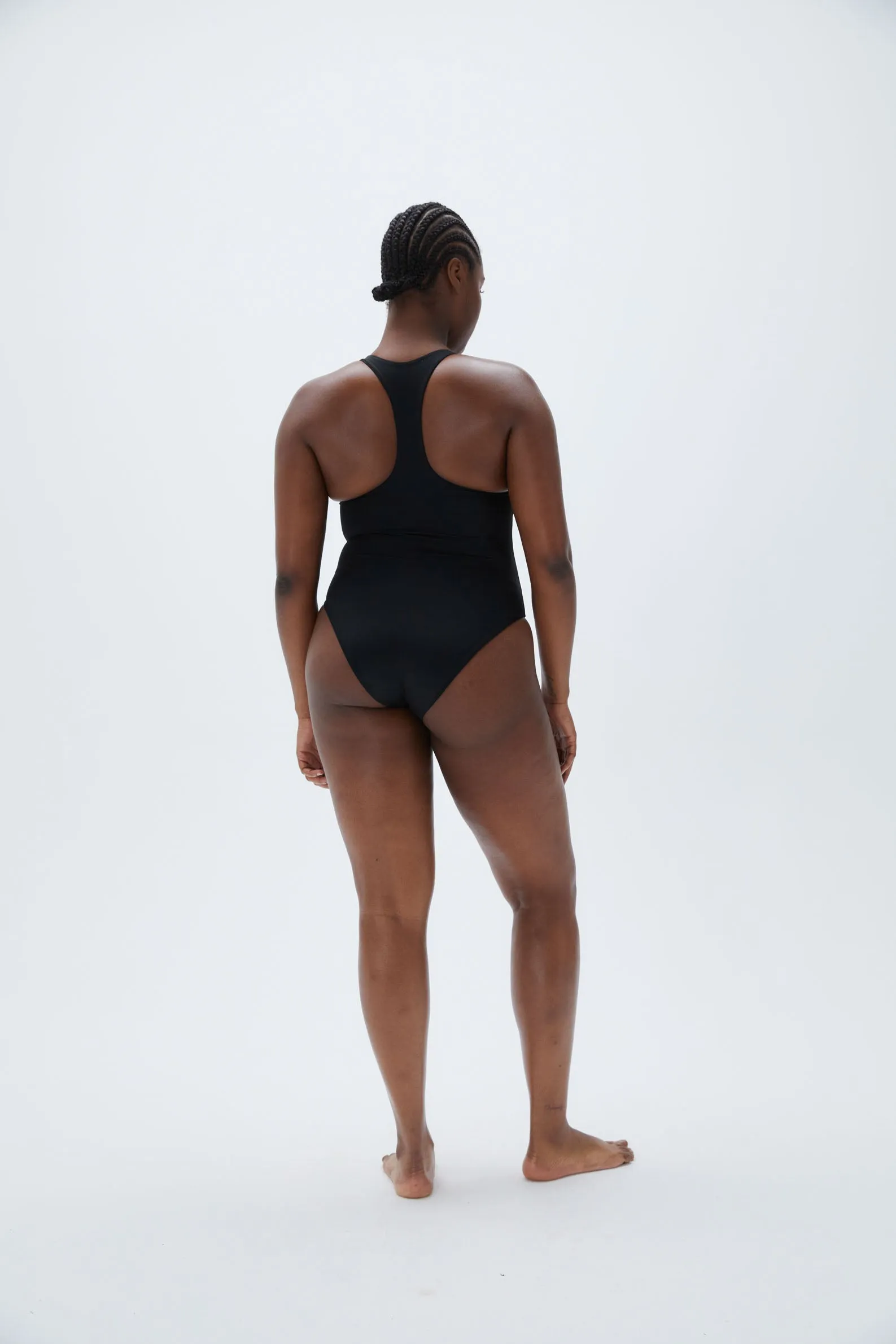 Racer Back High Leg Swimsuit - Black