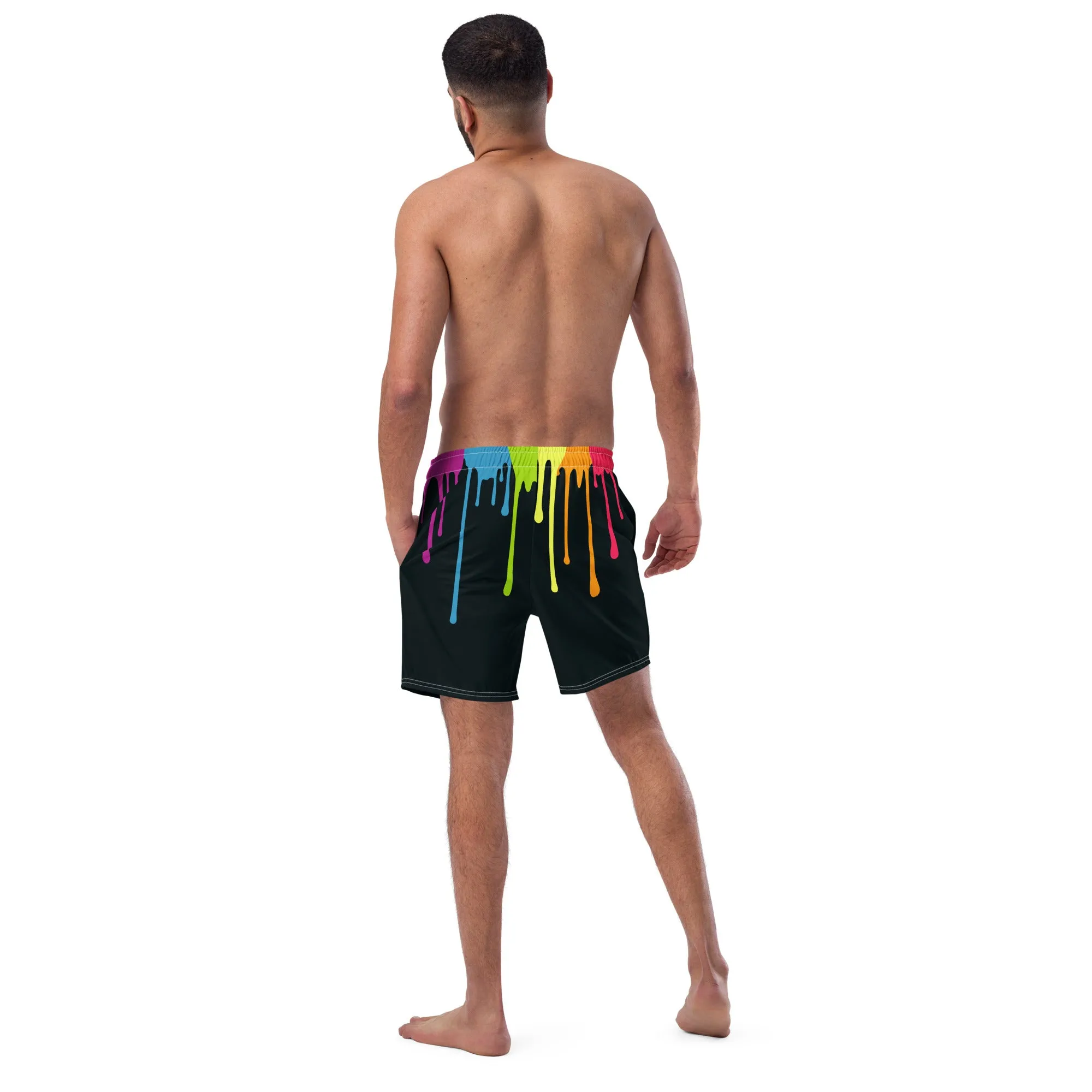 Rainbow Paint Drips Swimming Trunks