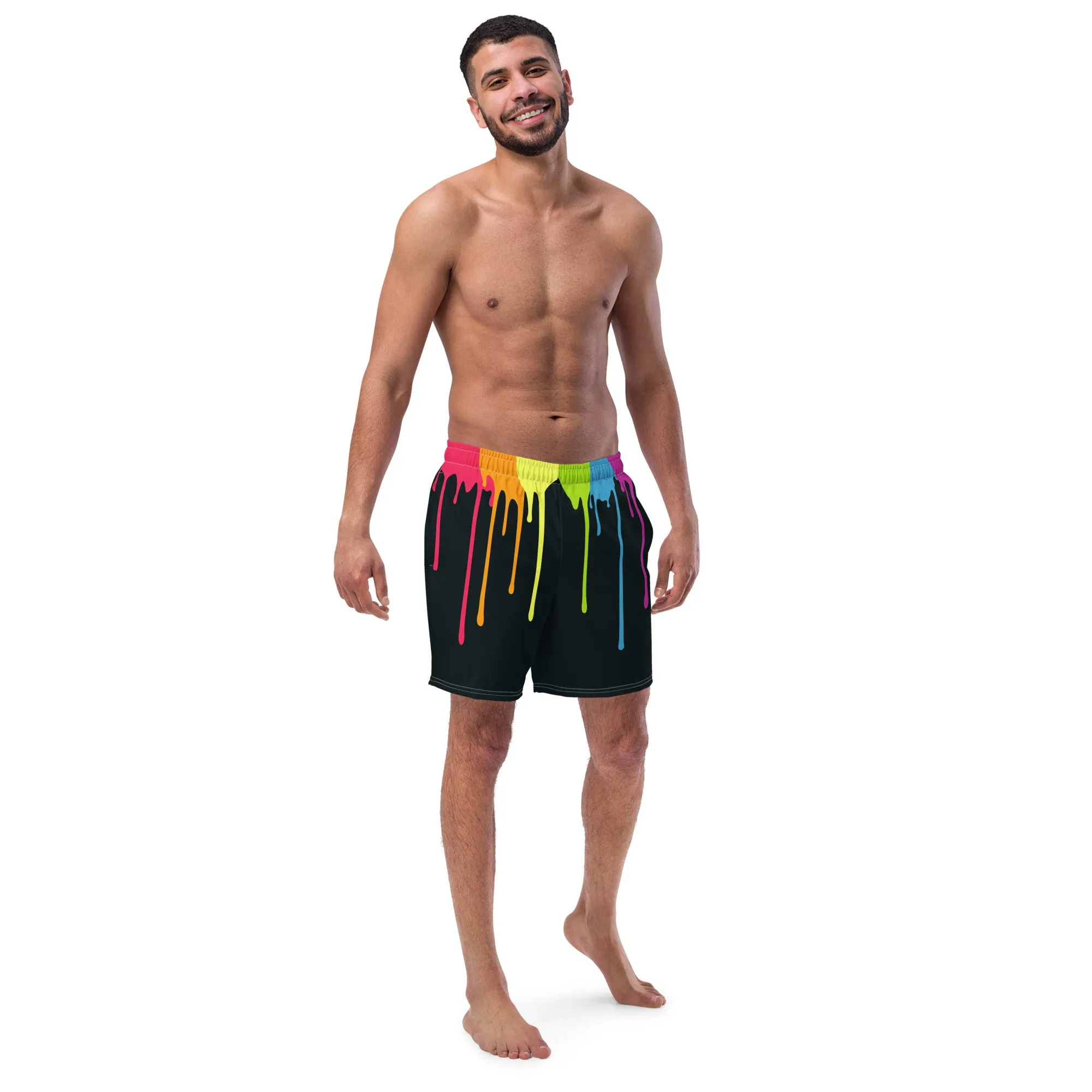 Rainbow Paint Drips Swimming Trunks