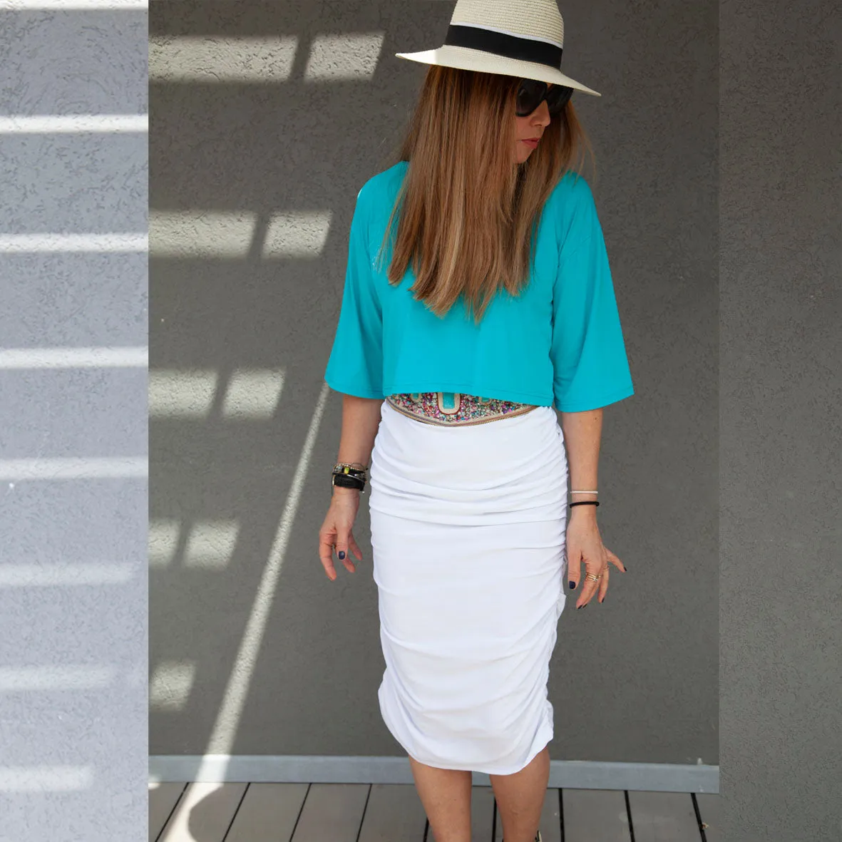 Swimsuit - Cropped Tshirt TS2001S -Turquoise