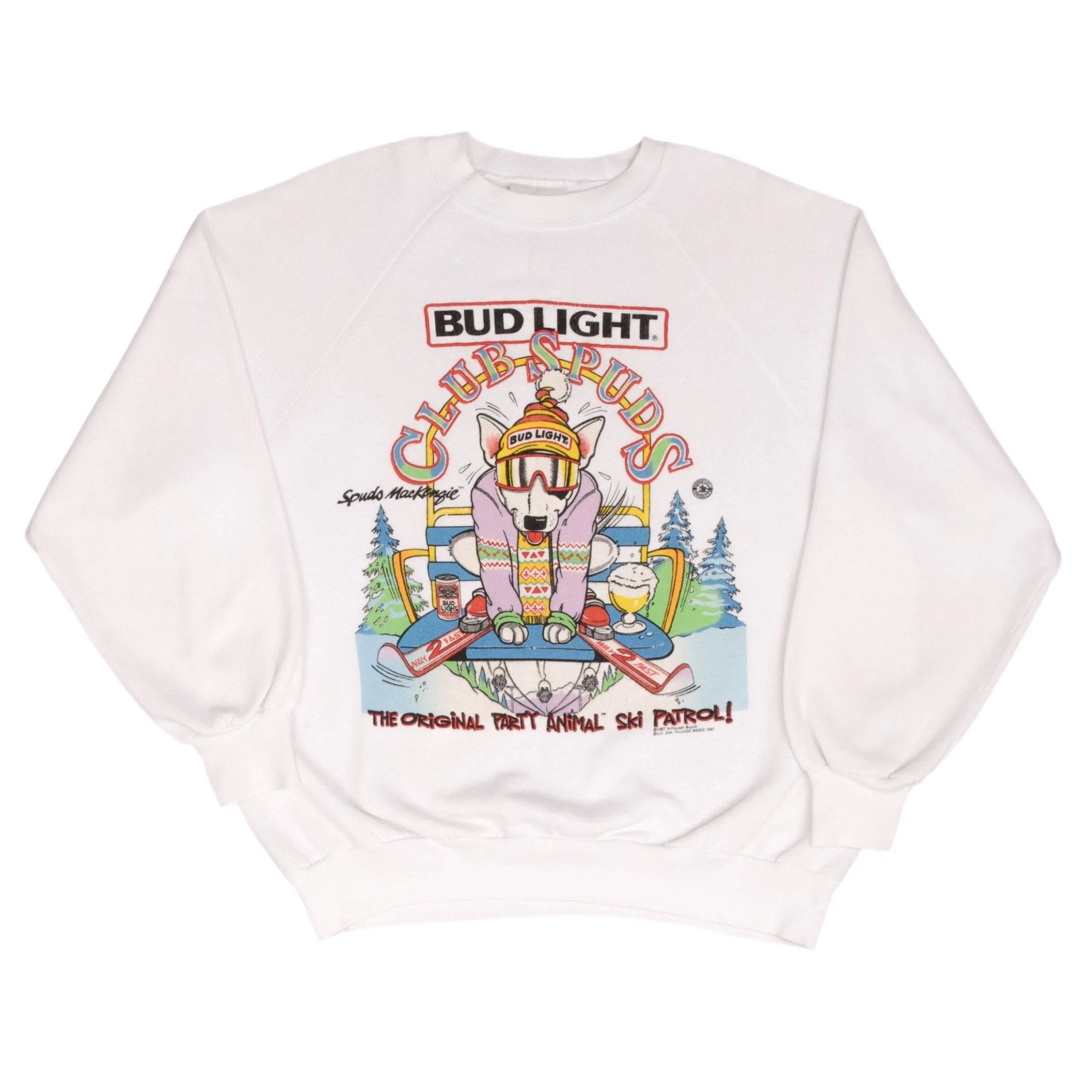 VINTAGE BUDWEISER CLUB SPUDS SKI 1987 SWEATSHIRT SIZE XL